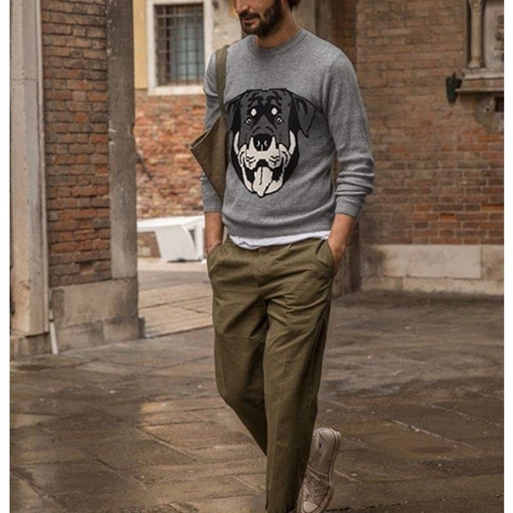 Men Grey Funny Office Dog Sweater... - Picture 2 of 4
